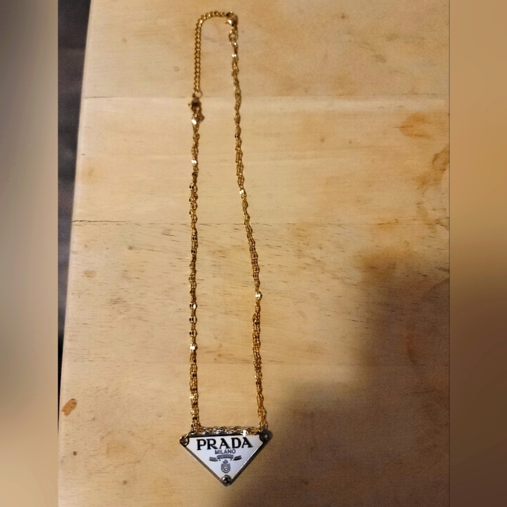 Prada logo necklace